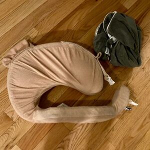 My Brest Friend Deluxe Nursing Pillow— Pink with Blue/grey backup cover